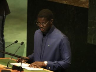President Bassirou Diomaye Diakhar Faye speaking at the UN General Assembly, 24 September 2025. Ahead of his election in 2024, the president pledged to run an open, transparent government and to align national legislation with international human rights standards. Photo credit: © Niyi Fote/TheNEWS2 via ZUMA Press Wire